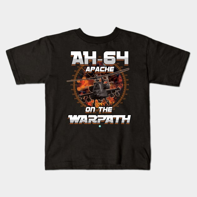 AH-64 Apache on the Warpath Helicopter Crew Gift Kids T-Shirt by woormle